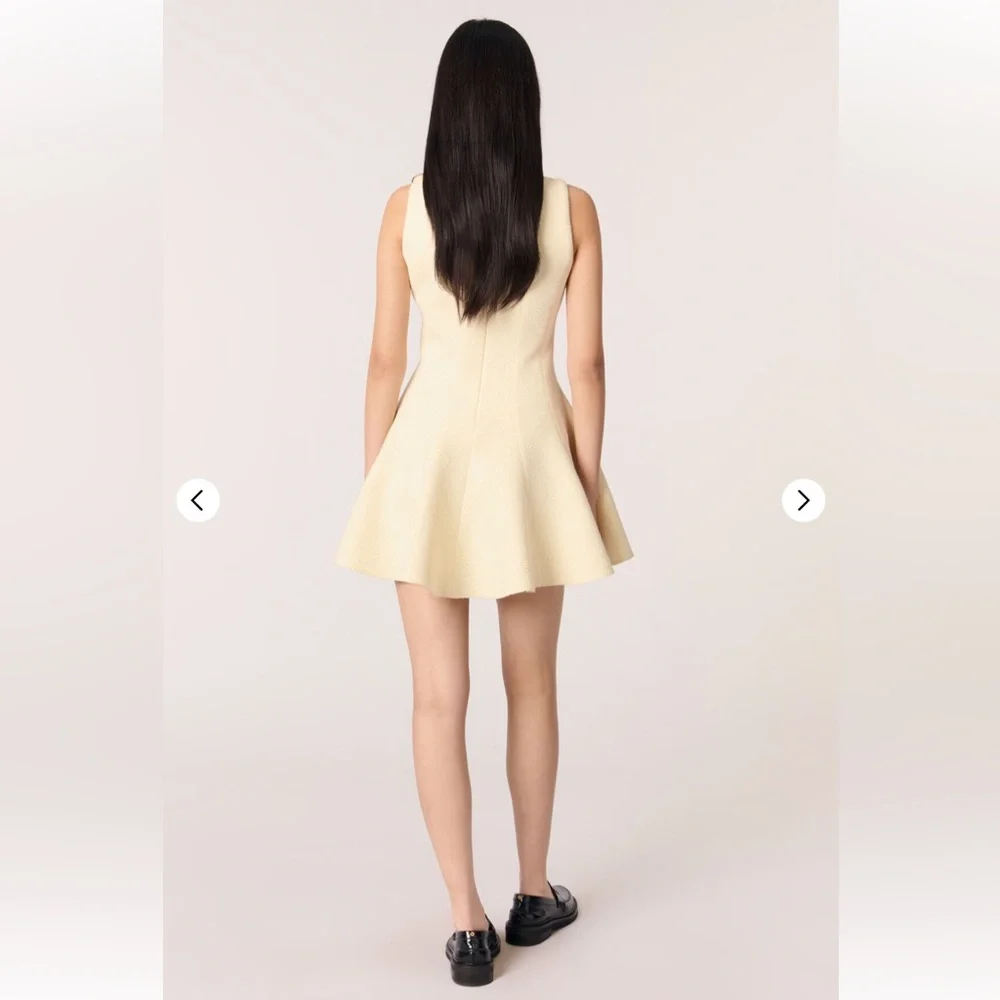 NWOT Maje Risoleil Pale Yellow Tweed Dress—No size tag - Picture 3 of 15